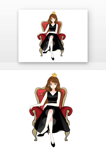 妇女节坐着的女孩女王宝座图片下载