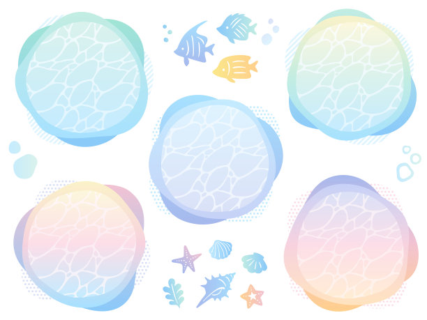 彩色渐变彩色海面框架的插图集图片下载