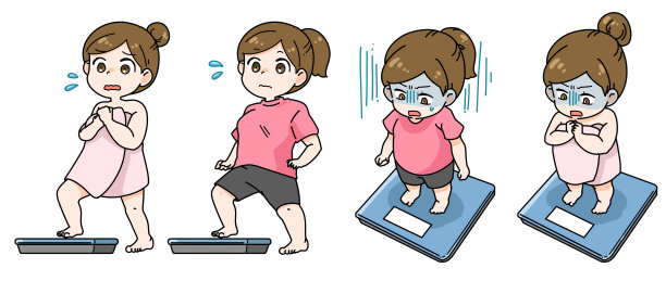 一个体重秤上的女人图片下载