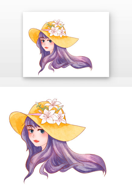 妇女节水彩女孩粉色花朵图片下载