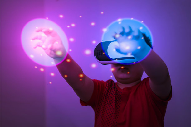 儿童利用vr视频现实进入网络空间连接到元空间图片下载