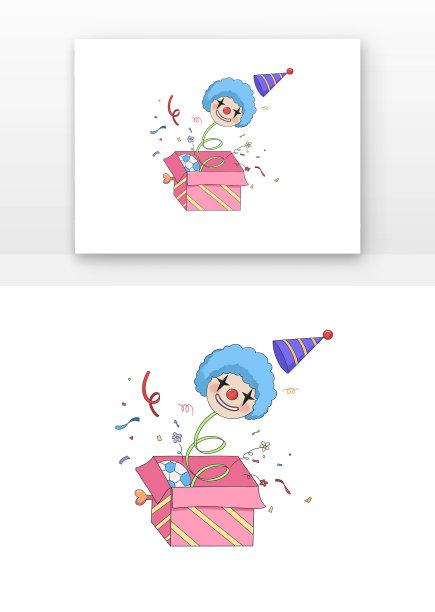 愚人节搞怪小丑弹出玩盒元素图片下载