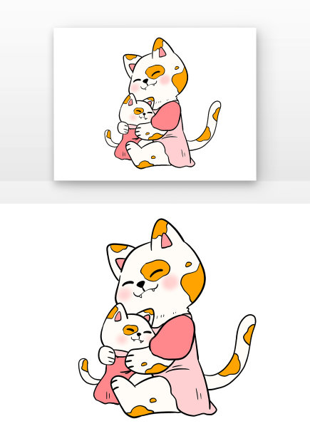 母婴卡通母子动物猫图片下载