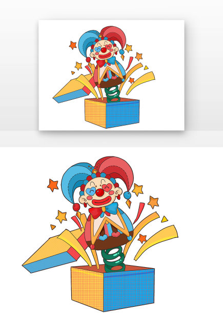 愚人节小丑彩条魔术盒表演图片下载