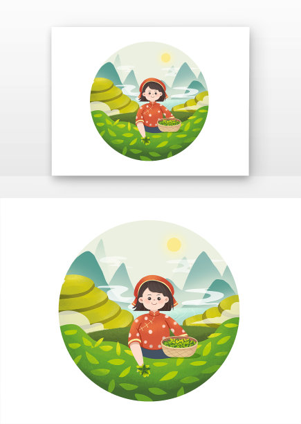 中国风清明前采茶人采茶图图片下载