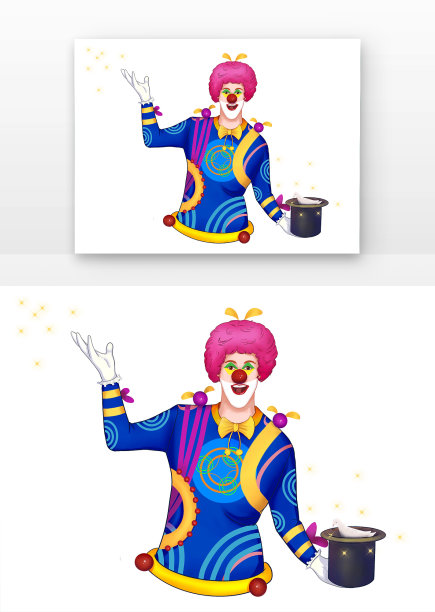 斑斓彩色的小丑变鸽子魔术愚人节元素图片下载