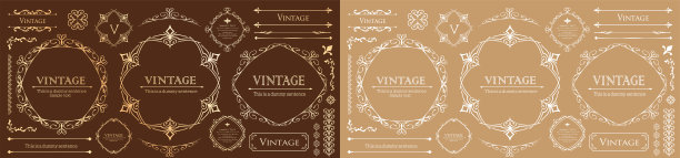 古董框架设计。一套材料。治疗的信件。装饰设计的元素。一排感觉春天的植物，一条漂亮的线条图片下载