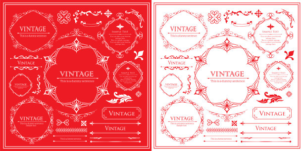 古董框架设计。一套材料。治疗的信件。装饰设计的元素。一排感觉春天的植物，一条漂亮的线条图片下载