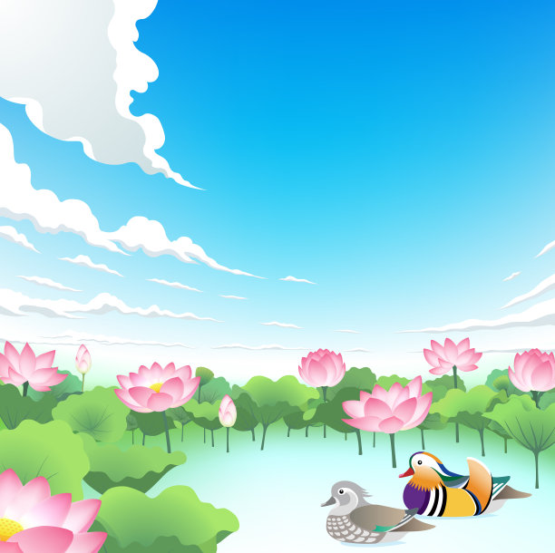 荷塘中鸳鸯的一对图片下载