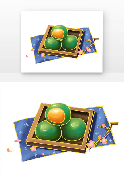 清明节青团和桃花枝图片下载