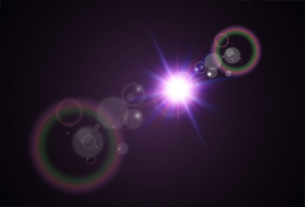 亮丽的明星。透明背景上的光效果矢量插图。图片下载