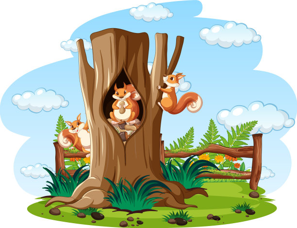 三只松鼠在洞里吃坚果图片下载