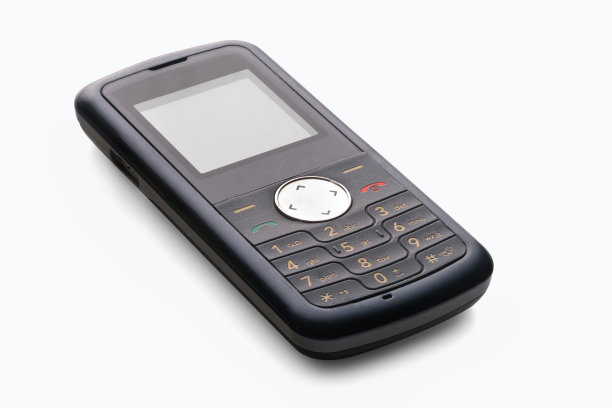 老式的按键式手机孤立在白色背景上图片下载