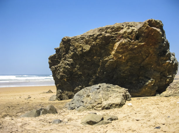 岩石，大圆石，海滩，葡萄牙，沙子，石头，水，海图片下载