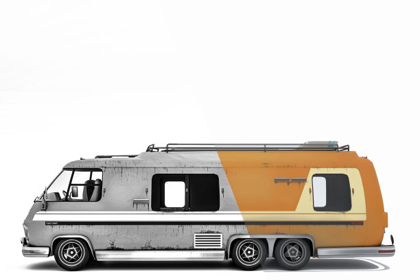 白色区域隔离的小型货车图片下载