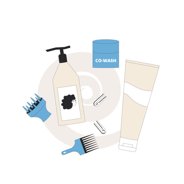 卷毛女孩方法工具，配件和产品。图片下载