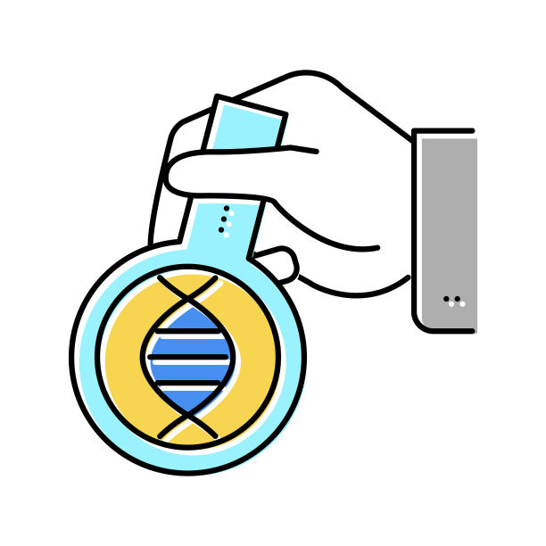 实验室研究遗传分子颜色图标矢量插图图片下载