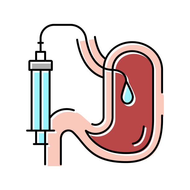 治疗肥胖彩色图标矢量插图图片下载