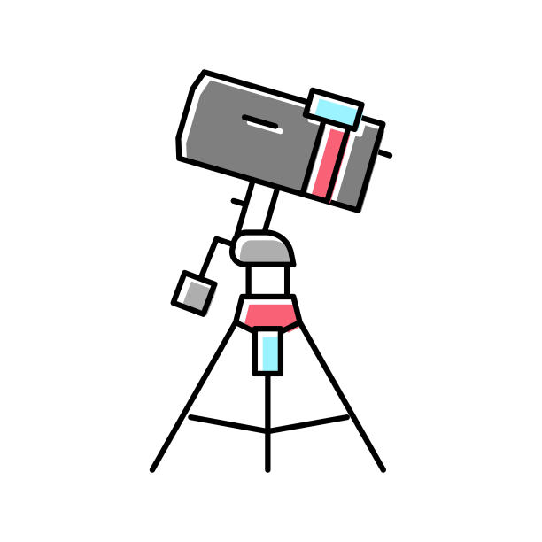 折反光学天文馆彩色图标矢量插图图片下载