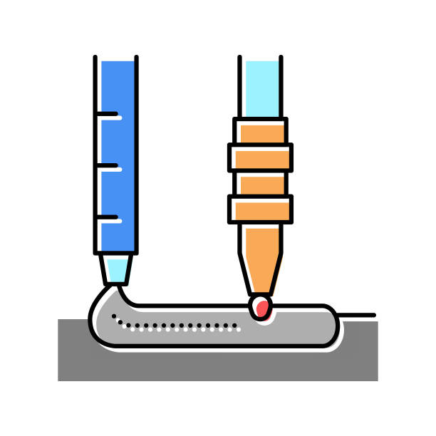 埋弧焊彩色图标矢量插图图片下载