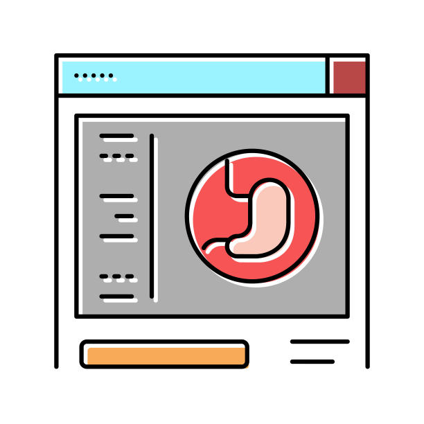 检查肥胖彩色图标矢量插图图片下载