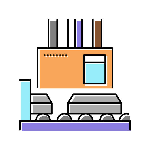 加工铝生产彩色图标矢量插图图片下载