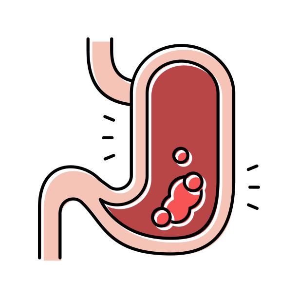 胃疾病颜色图标矢量插图图片下载