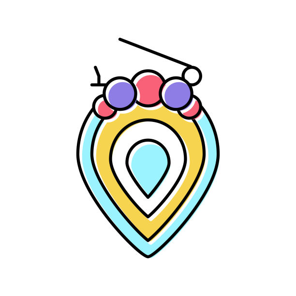 胸针珠宝彩色图标矢量插图图片下载