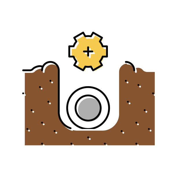 排水系统的管道彩色图标矢量插图图片下载