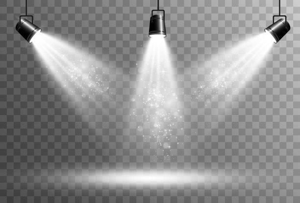 空荡荡的舞台和聚光灯。在透明背景上照明设备。图片下载