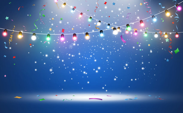 一个透明背景上的光花环的矢量插图。图片下载