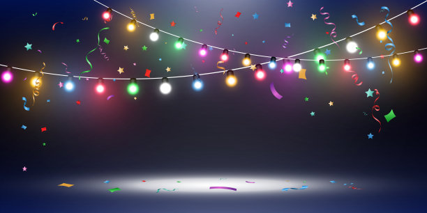 一个透明背景上的光花环的矢量插图。图片下载