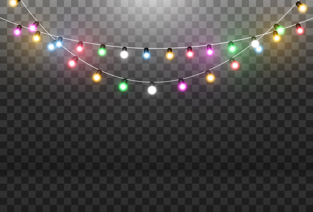 一个透明背景上的光花环的矢量插图。图片下载