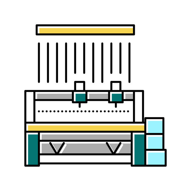丝绸生产机彩色图标矢量插图图片下载