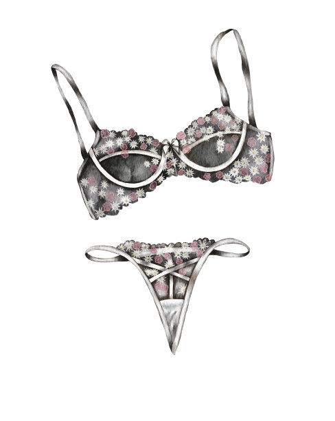 水彩内衣。手绘内衣。时尚插画。图片下载