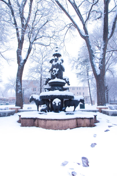 圣达菲，NM:新雪中的大教堂公园，脚印图片下载