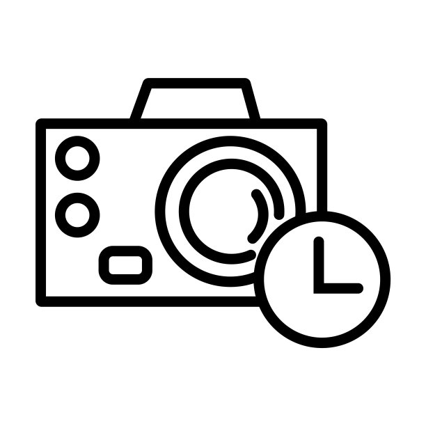 相机计时器图标从电子的东西填充收集。薄线性相机定时器，镜头，定时器轮廓图标孤立在白色背景。线矢量相机定时器符号，网络和移动符号。图片下载