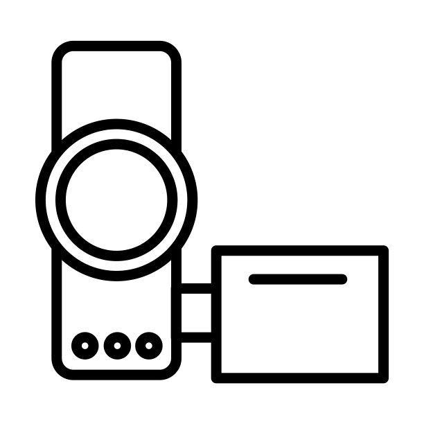 方便的CAM图标从电子材料填充收集。薄线性方便凸轮，媒体，视频大纲图标孤立在白色背景。线向量手持式凸轮标志，网络和移动符号。图片下载