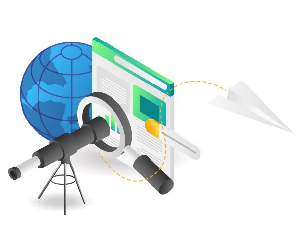 着陆页概念平面等距插图。重要的信息查找放大镜图片下载