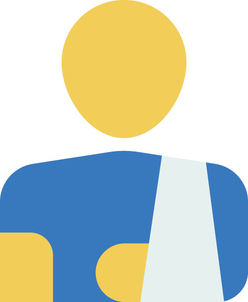 工作中受伤概念，右肩和手臂损伤矢量彩色图标设计图片下载