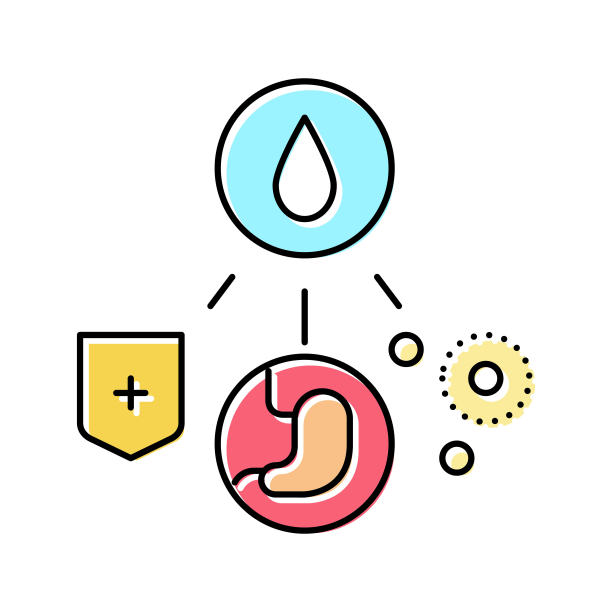 母乳的健康益处彩色图标矢量插图图片下载