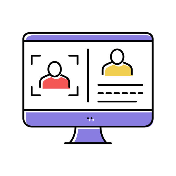 照片相机使卡片的脸id颜色图标矢量插图图片下载