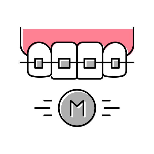 金属材料牙支架颜色图标矢量插图图片下载