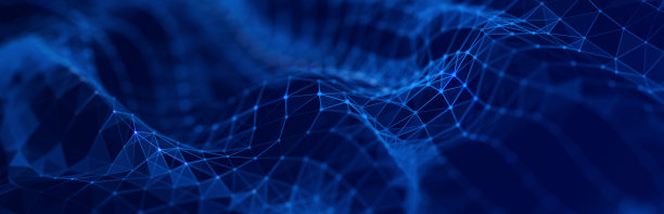 音乐浪潮。美丽的插图与连接的点和线。数字网络背景。3 d图片下载