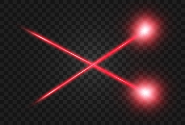 明亮美丽的激光束在透明的背景上。扫描激光。图片下载