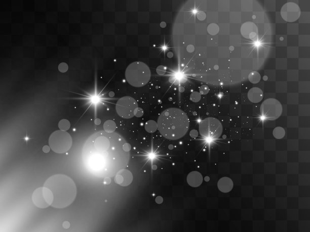 亮丽的明星。透明背景上的光效果矢量插图。图片下载