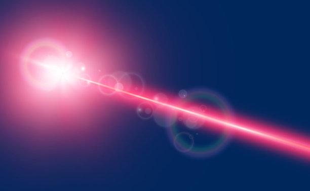 明亮美丽的激光束在透明的背景上。扫描激光。图片下载