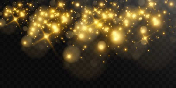 亮丽的明星。透明背景上的光效果矢量插图。图片下载