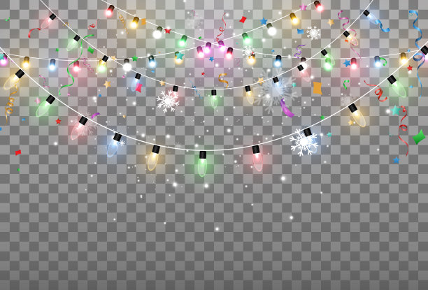 一个透明背景上的光花环的矢量插图。图片下载