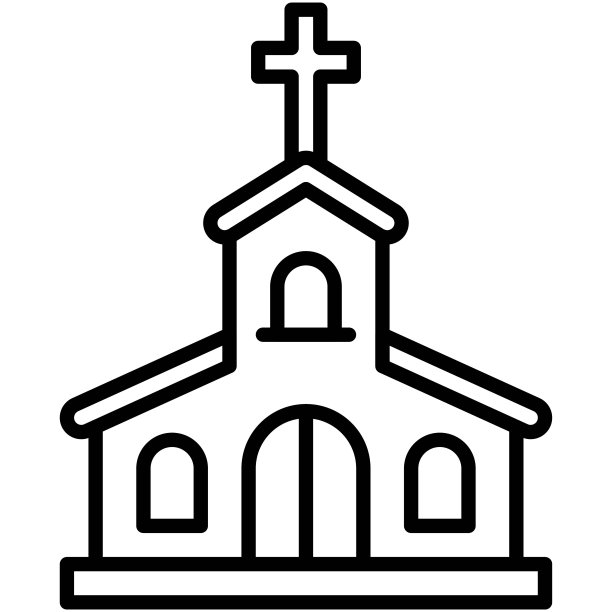 教堂图标，圣周相关矢量插图图片下载